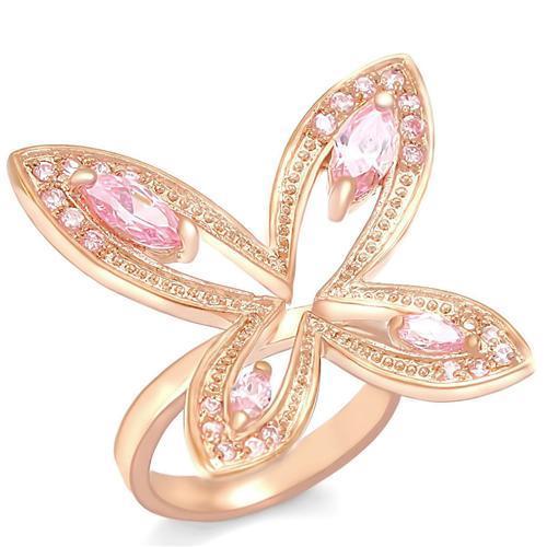 JCE381 Rose Gold Brass Ring with AAA Grade CZ  in Rose