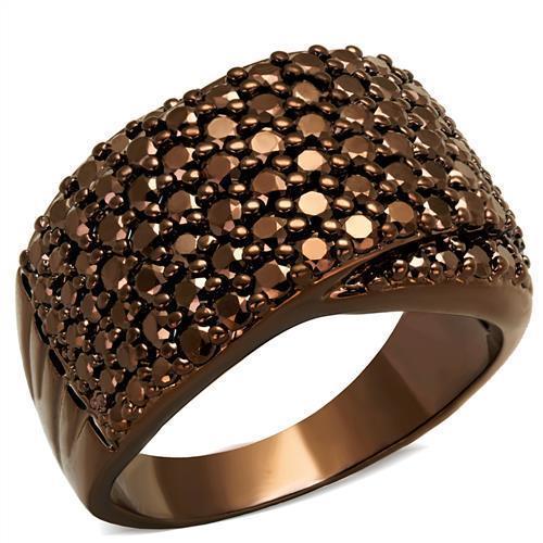 JCE1097 IP Coffee light Brass Ring with AAA Grade CZ  in Light Coffee