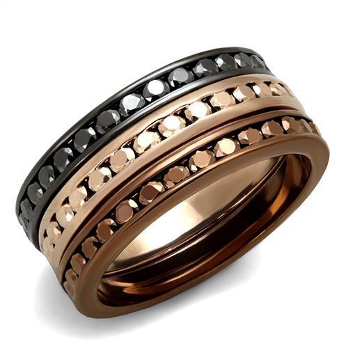 JCE1208 IP Rose Gold & IP Light Black & IP Light coffee Brass Ring with Top Grade Crystal  in Multi Color