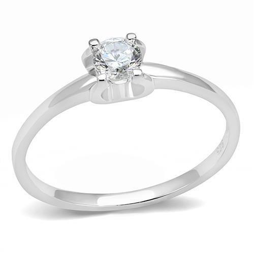 JCE1385 Rhodium 925 Sterling Silver Ring with AAA Grade CZ  in Clear