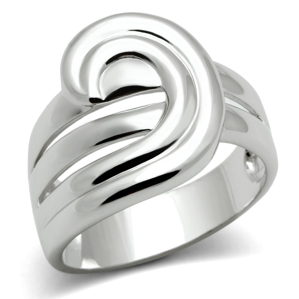 JCE165 Rhodium Brass Ring with No Stone
