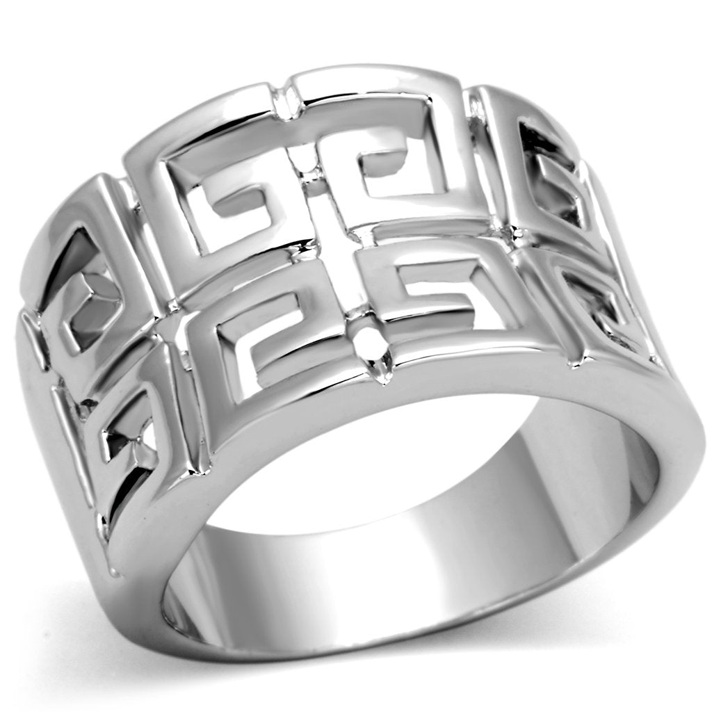 JCE329 Rhodium Brass Ring with No Stone
