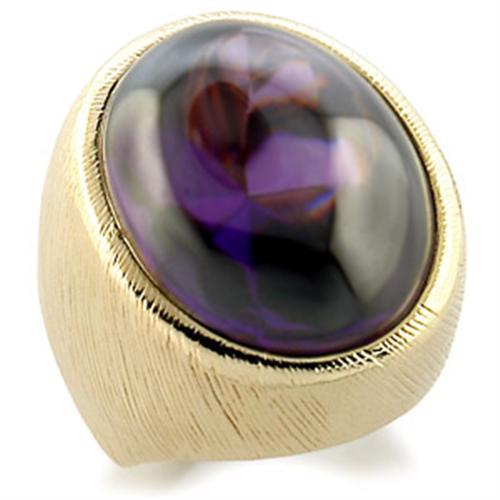 JCE186 Gold Brass Ring with AAA Grade CZ  in Amethyst