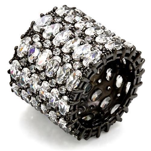 JCE1580 Ruthenium Brass Ring with AAA Grade CZ  in Clear