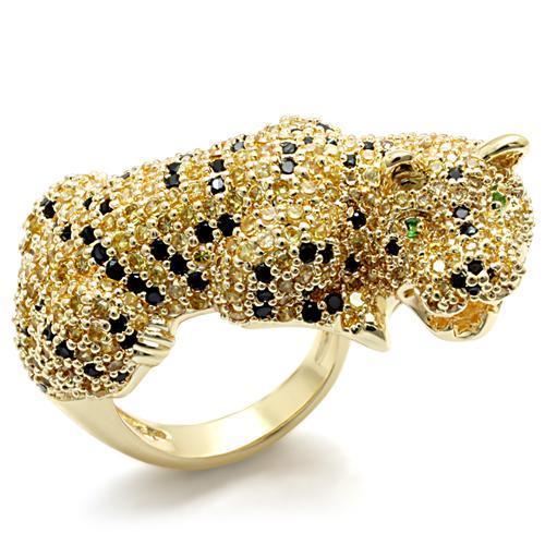 JCE1606 Imitation Gold Brass Ring with Synthetic Synthetic Glass in Emerald