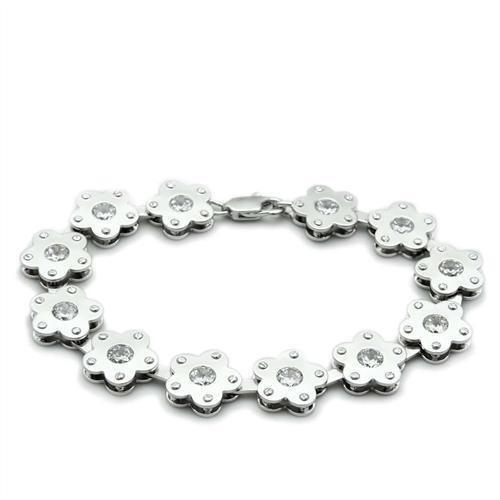 JCE2019 Matte Rhodium & Rhodium Brass Bracelet with AAA Grade CZ  in Clear