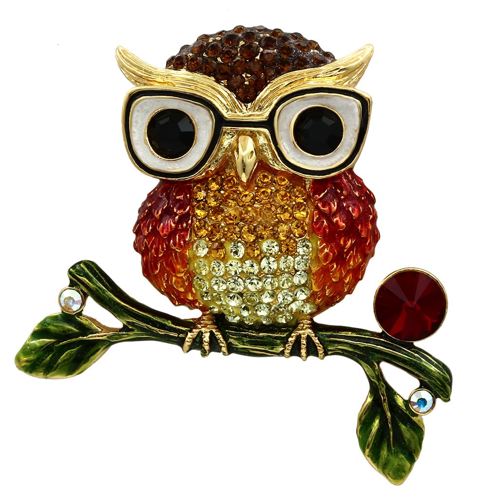 JCE2408 Gold White Metal Brooches with Top Grade Crystal  in Multi Color