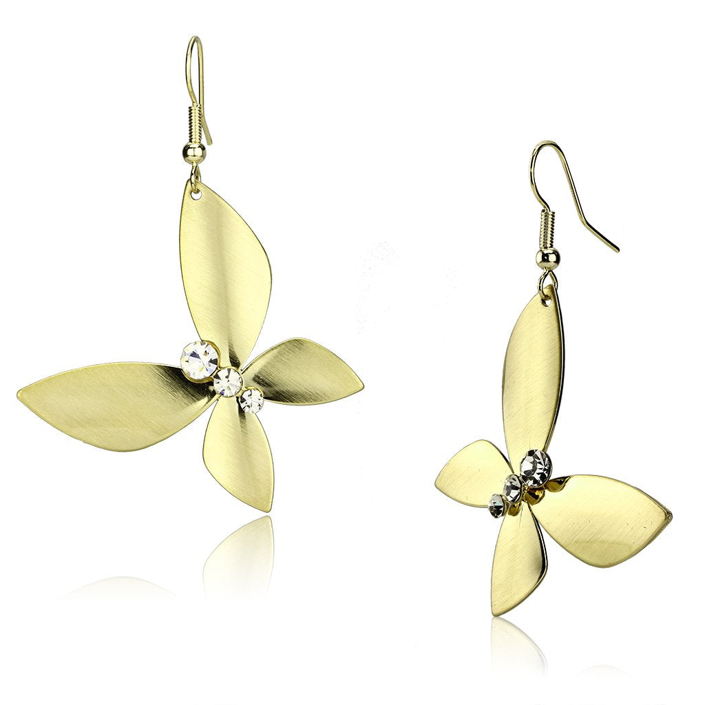 JCE2651 Matte Gold & Gold Iron Earrings with Top Grade Crystal  in Clear