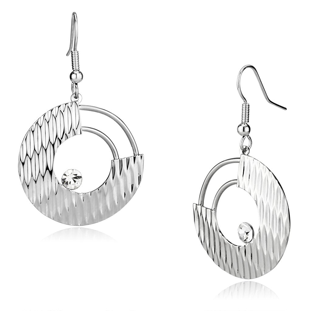 JCE2677 Rhodium Iron Earrings with Top Grade Crystal  in Clear