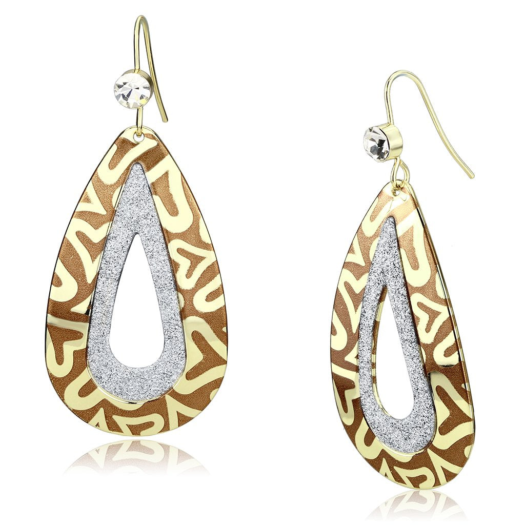 JCE2732 Gold Iron Earrings with Top Grade Crystal  in Clear