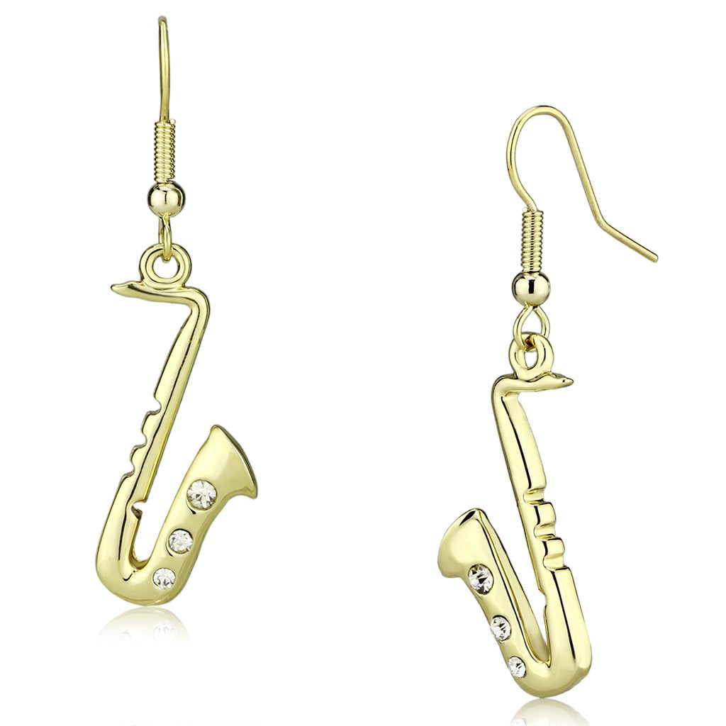 JCE2741 Gold Iron Earrings with Top Grade Crystal  in Clear