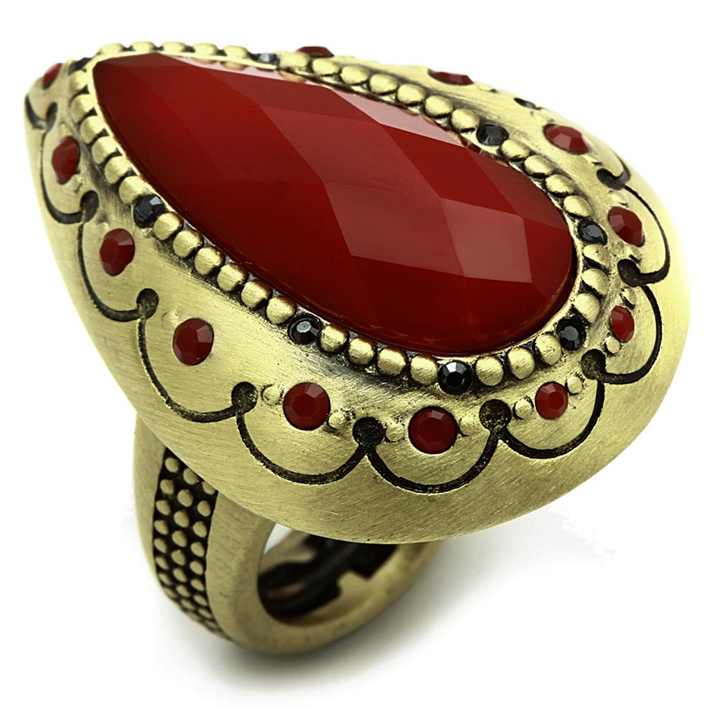 JCE3886 Antique Copper Brass Ring with Synthetic Synthetic Stone in Siam