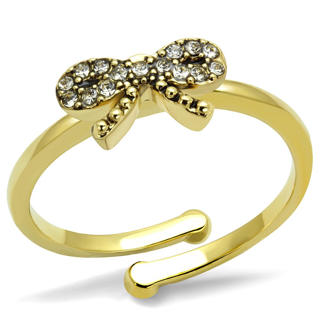 JCE4042 Flash Gold Brass Ring with Top Grade Crystal  in Clear