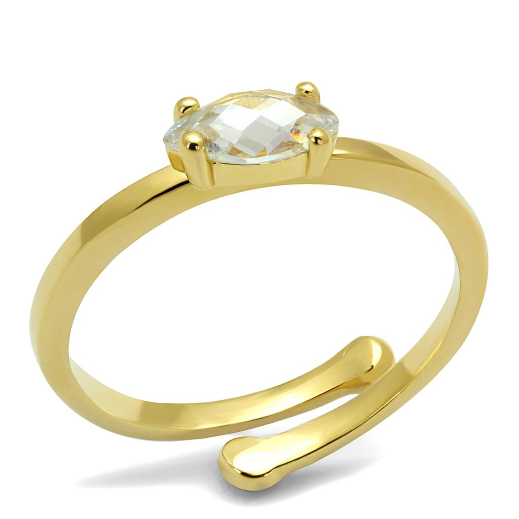 JCE4067 Flash Gold Brass Ring with AAA Grade CZ  in Clear