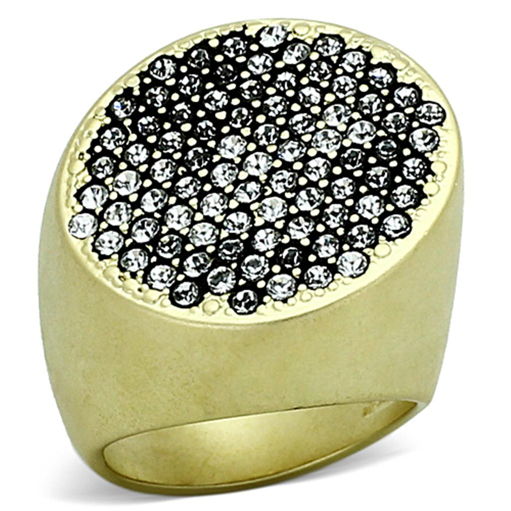 JCEA889 Matte Gold Brass Ring with Top Grade Crystal  in Clear