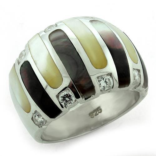 JCEAS1167 High-Polished 925 Sterling Silver Ring with Precious Stone Conch in Multi Color