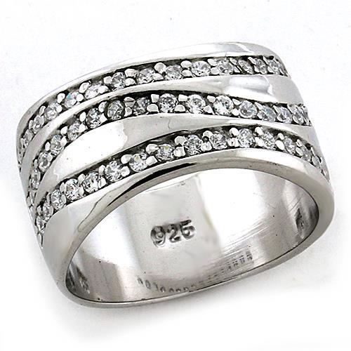 JCEAS1178 Rhodium 925 Sterling Silver Ring with AAA Grade CZ  in Clear