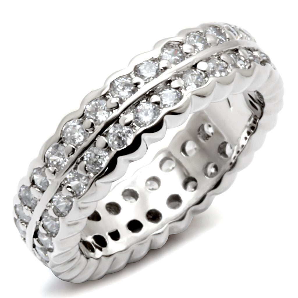 JCES496 Rhodium 925 Sterling Silver Ring with AAA Grade CZ  in Light Amethyst
