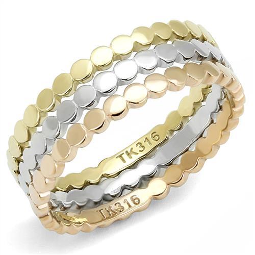 JCE3180 IP Gold & IP Rose Gold (Ion Plating) Stainless Steel Ring with No Stone