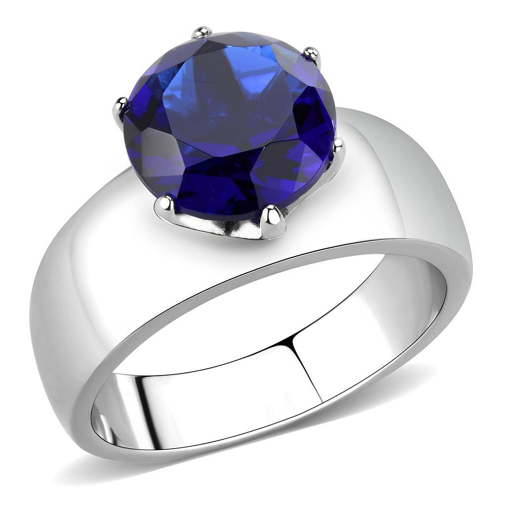 JCE52009 High polished (no plating) Stainless Steel Ring with Synthetic Synthetic Glass in Montana
