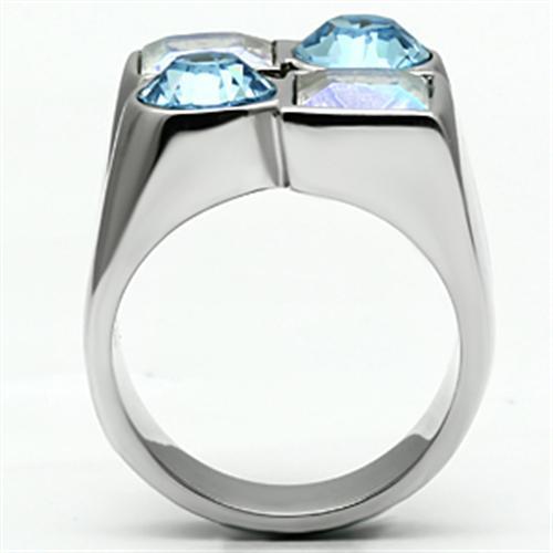 JCE645 High polished (no plating) Stainless Steel Ring with Top Grade Crystal  in Multi Color