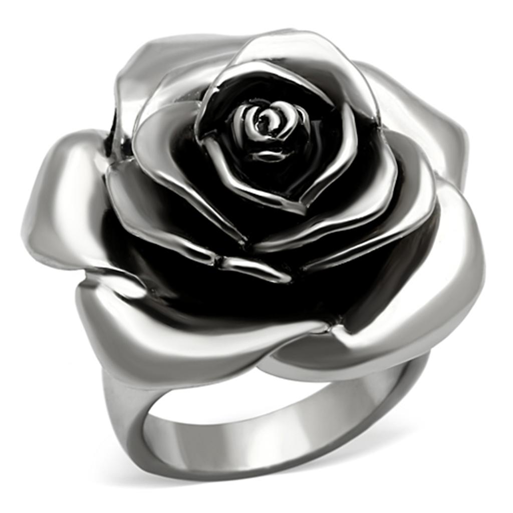JCE923 High polished (no plating) Stainless Steel Ring with Epoxy  in Jet